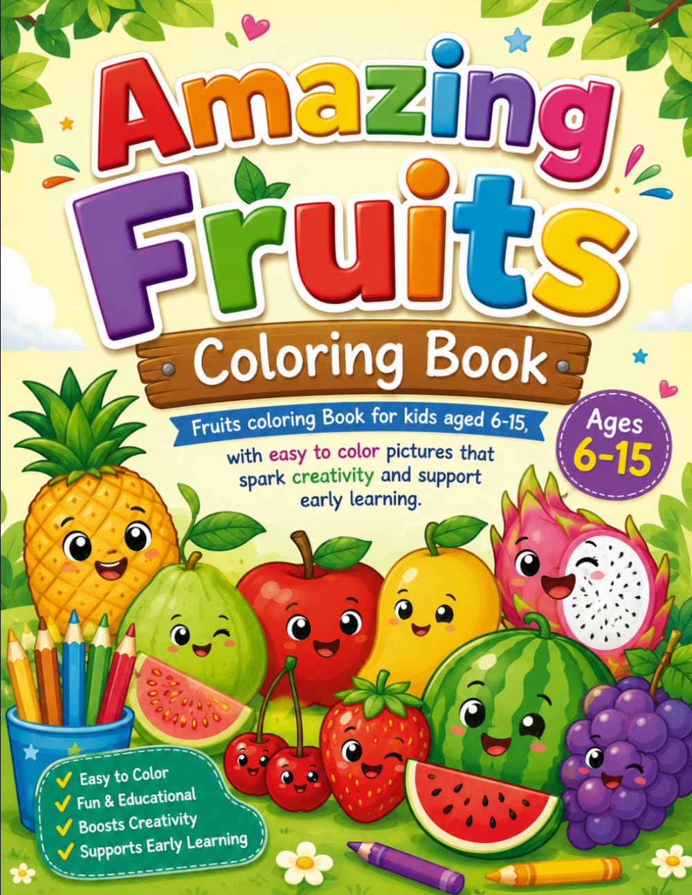 Amazing Fruits Coloring Book