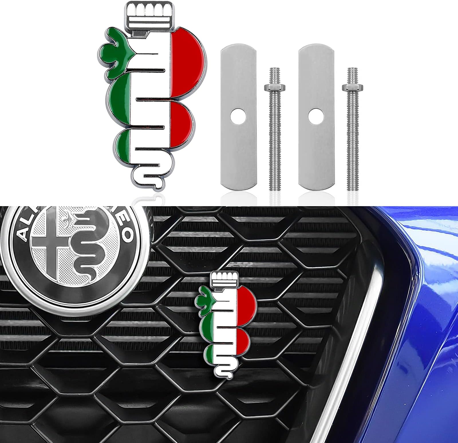 AQXYWQOL 3D Metall ABT Logo Auto Emblem | Frontgrill Aufkleber 8,2x3,2cm Silber