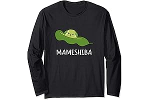Mameshiba Edamame Bean Dog Shirt with Cute Pea Green Long Sleeve T-Shirt