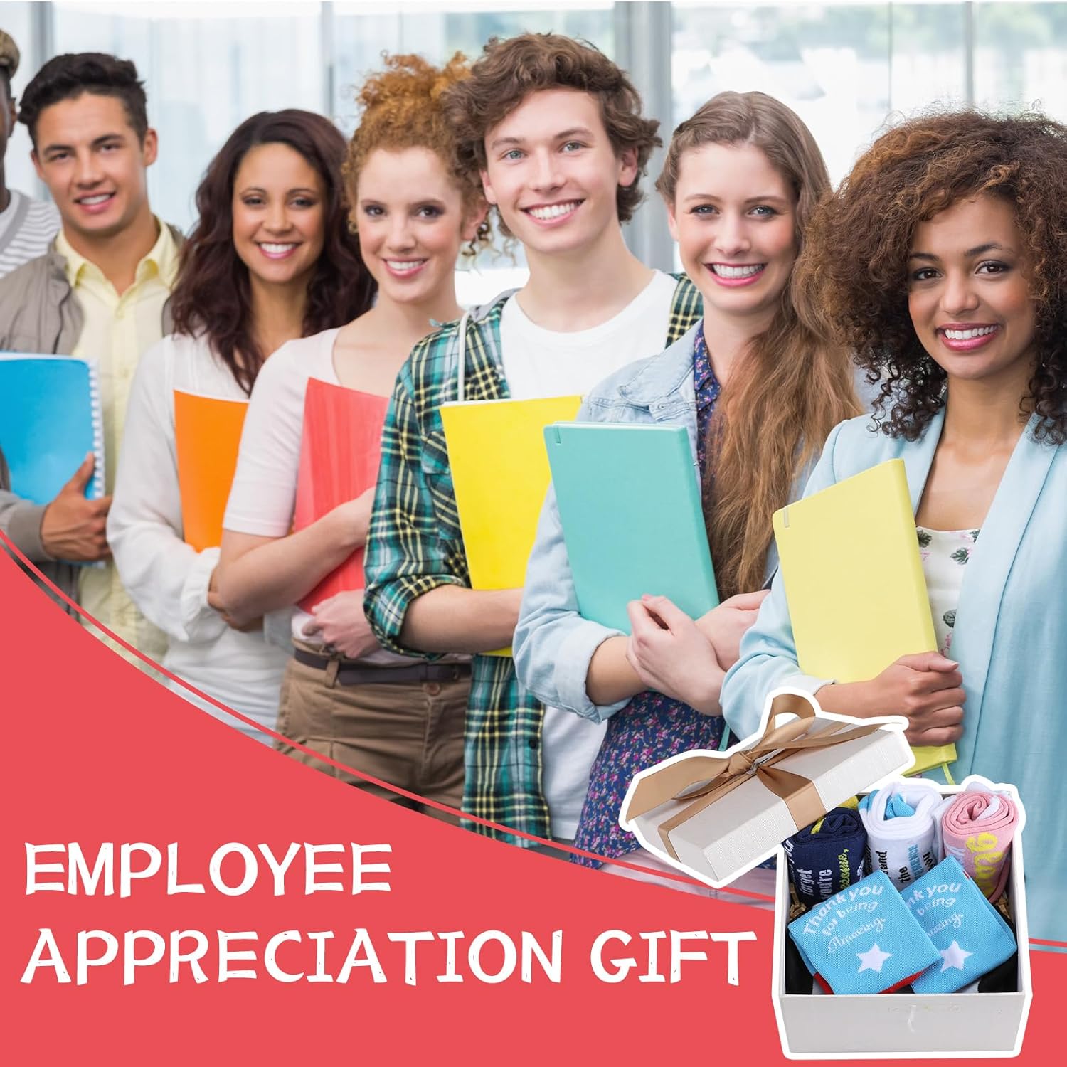 Bonuci 12 Pairs Team Appreciation Gifts for Employee Best Team Ever Crew Socks Bulk Thank You Gifts for Women Men Employee Appreciation Week Staff Coworker Teacher Party Favors - Image 6