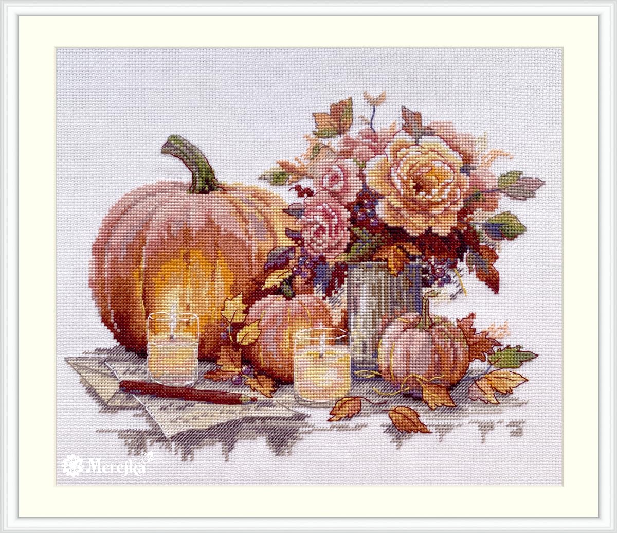 MerejkaCounted Cross Stitch Kit Still Life with Pumpkins (Aida White 16ct) (Cotton)