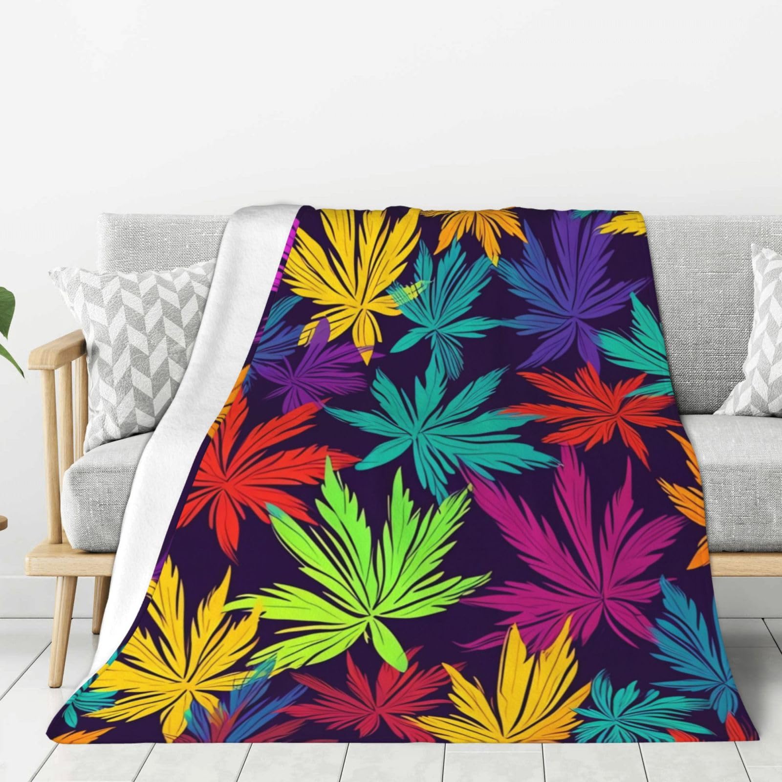 Couverture en flanelle motif herbe colorée, idée cadeau cocooning