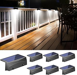 JOFIOS Solar Deck Lights Outdoor Solar Deck Railing Lights LED Waterproof Solar Fence Lights Stair Light,Outdoor Solar Lights for Patio Deck Railing,Step, Yard, Cool White/Warm White (6 Pack)