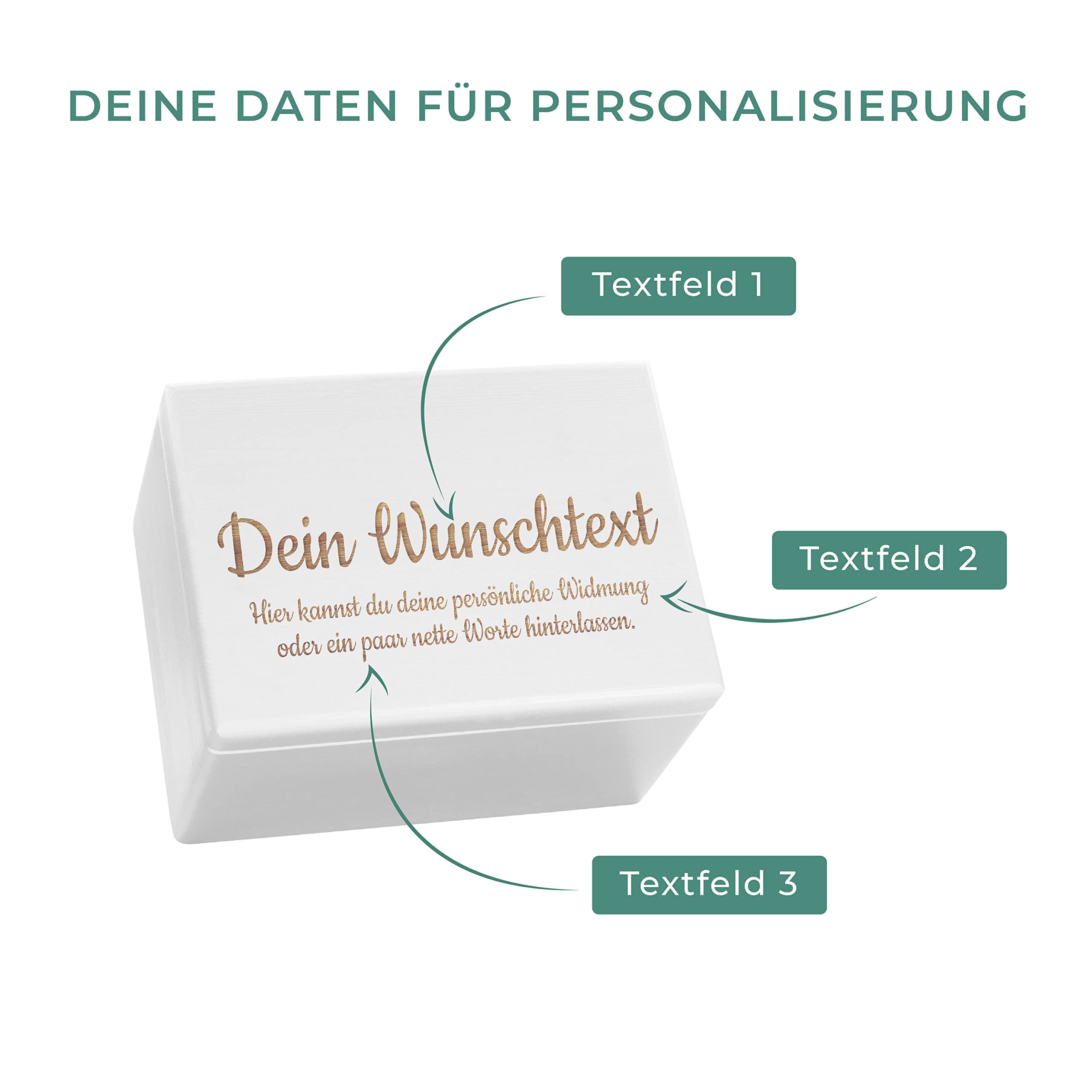 LAUBLUST Holzkiste Personalisiert mit Wunsch-Gravur - Geschenkkiste & Erinnerungsbox | XL - ca. 40x30x24cm, Weiß FSC®