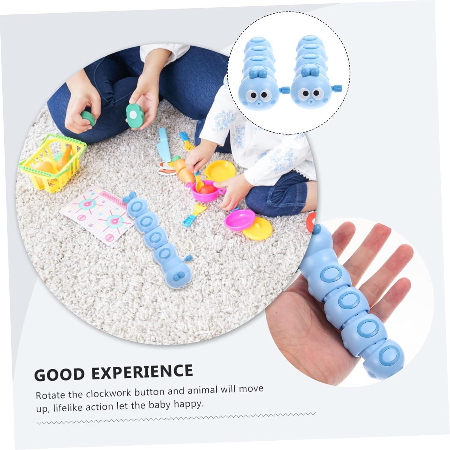 acrown Cute Animal Toys for Kids Sensory Worm Animal Wind up Colorful Toy Insect Figurines for Boys and Girls Multicolor (Caterpillar) - Image 5 thumbnail