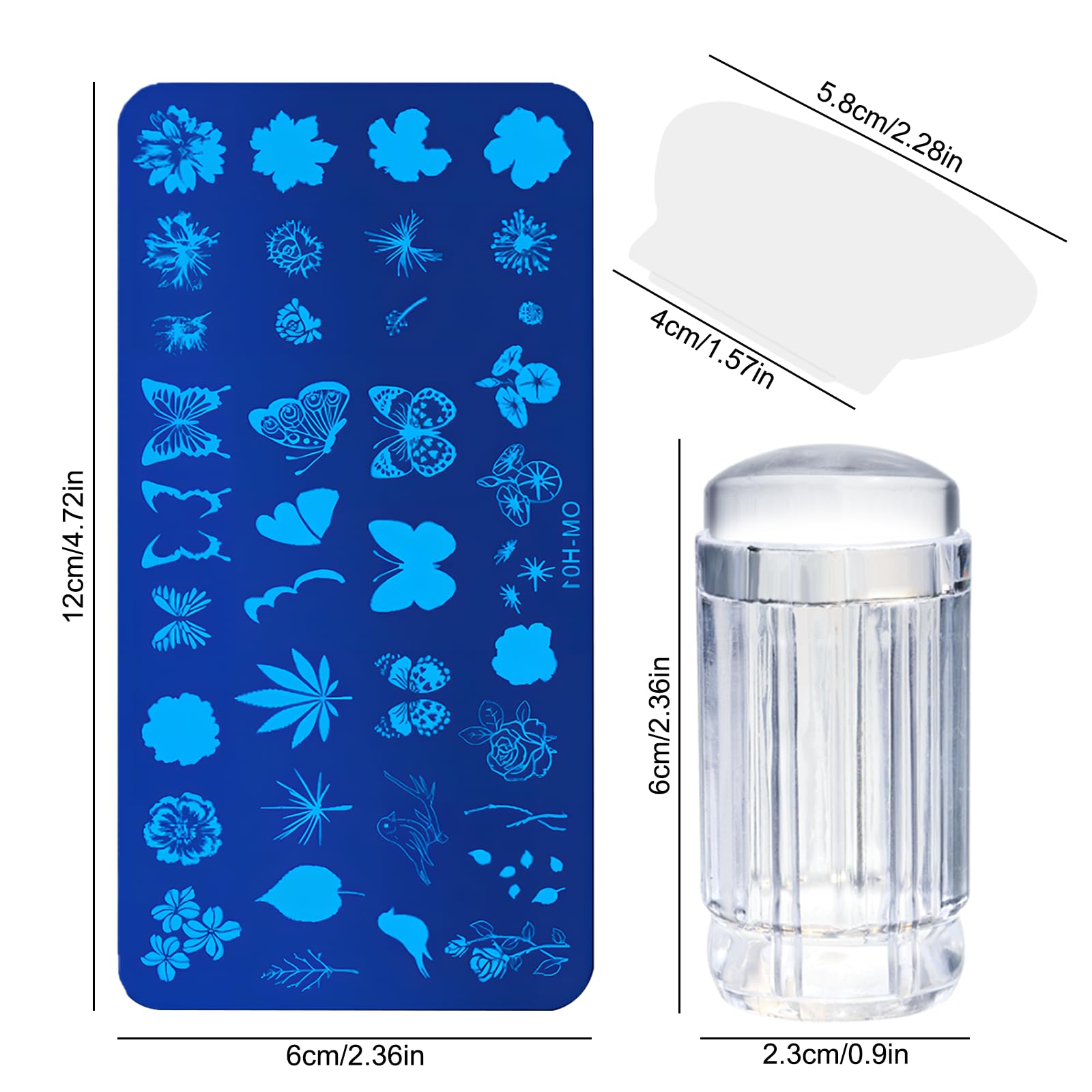 Kit de Estampación para Uñas 7 Piezas Nail Art Stamping Plates Estampador y Raspador