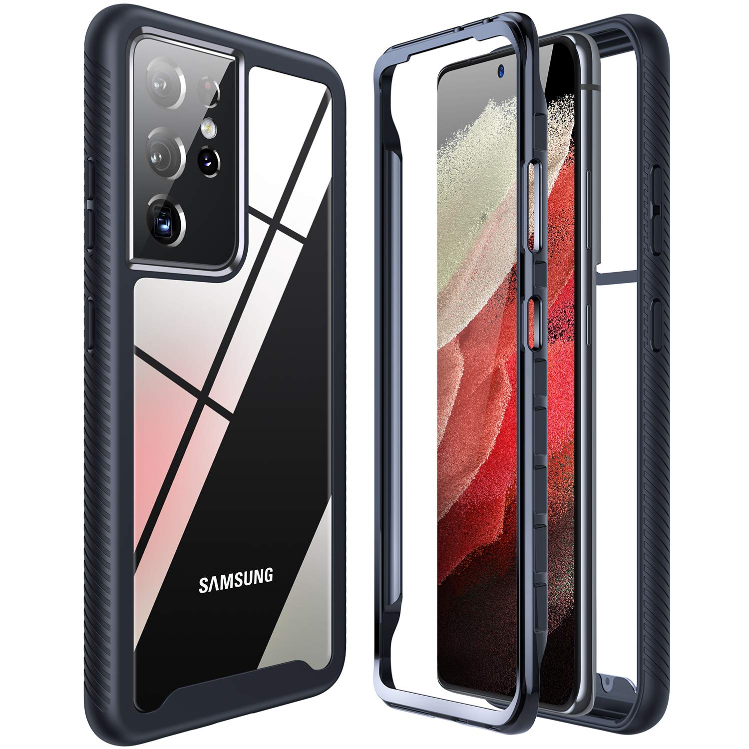 VANMASS [Military Grade Anti-Drop] Designed for Samsung Galaxy S21 Ultra 5G Case 6.8" [Sensitive Fingerprint Unlock] [Anti-scratch] Shockproof Cover for Samsung Galaxy S21 Ultra Black - Cherish Series