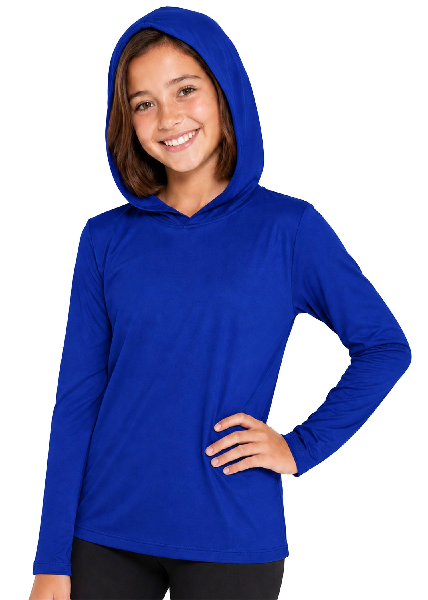 Shirts for Girls Long Sleeve Crew Neck Top, Hoodie or 3/4 Sleeve Soft Stretch Kids Lightweight Size 2-16