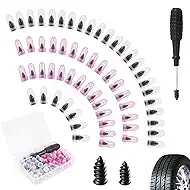 60PCS Tire Repair Rubber Nail Kit, Screw in Tire Plugs with Screwdriver, Tire Repair Screws Individual Packaging, Universal for Car Motorcycle Truck Tubeless Tire Puncture Repair