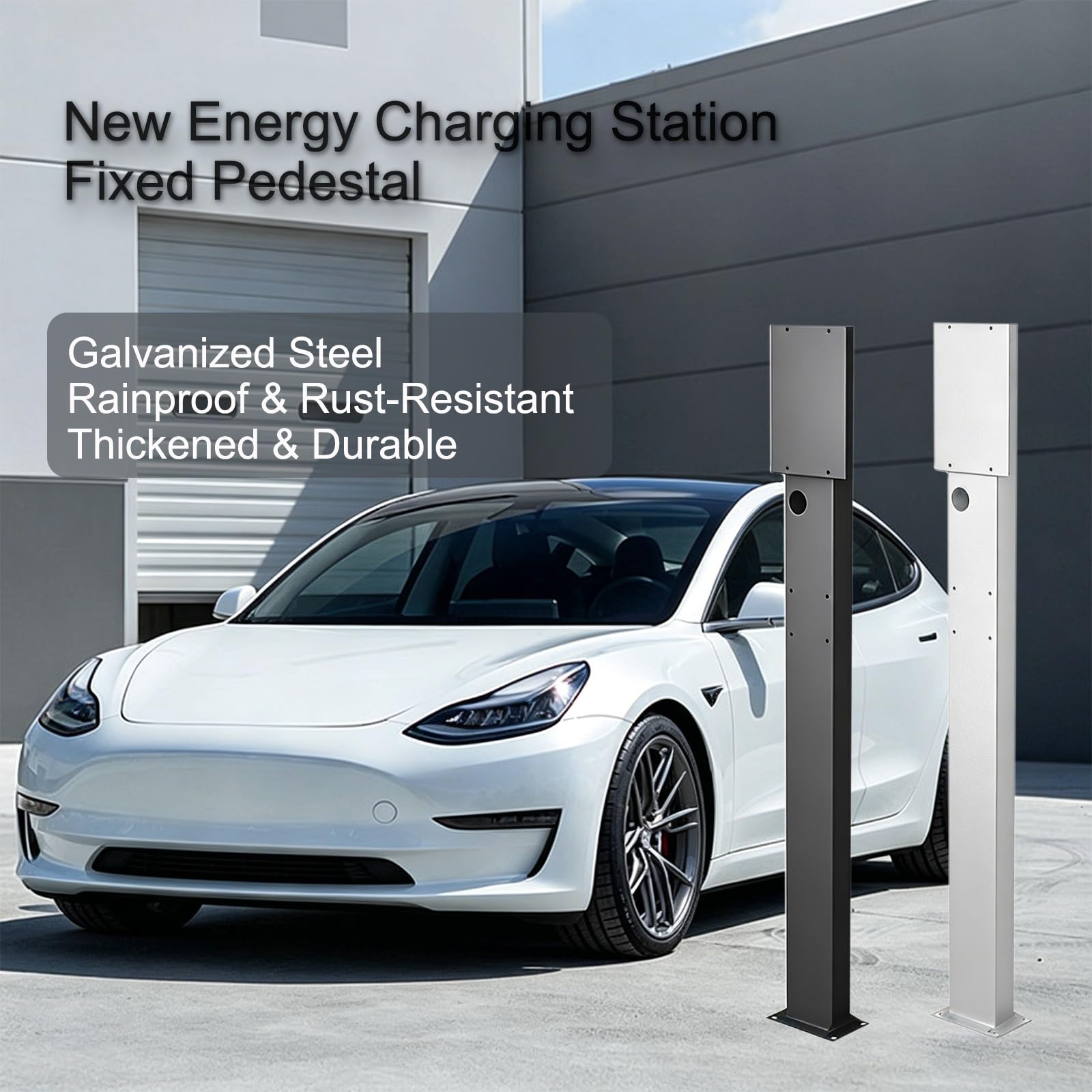 Supporto per Stazione di Ricarica EV，Stazione di Ricarica Universale per Esterni, Piedistallo Universale Esterni/Interni Impermeabile e Antiruggine Compatibile con 95% dei Modelli di Veicoli(Black)