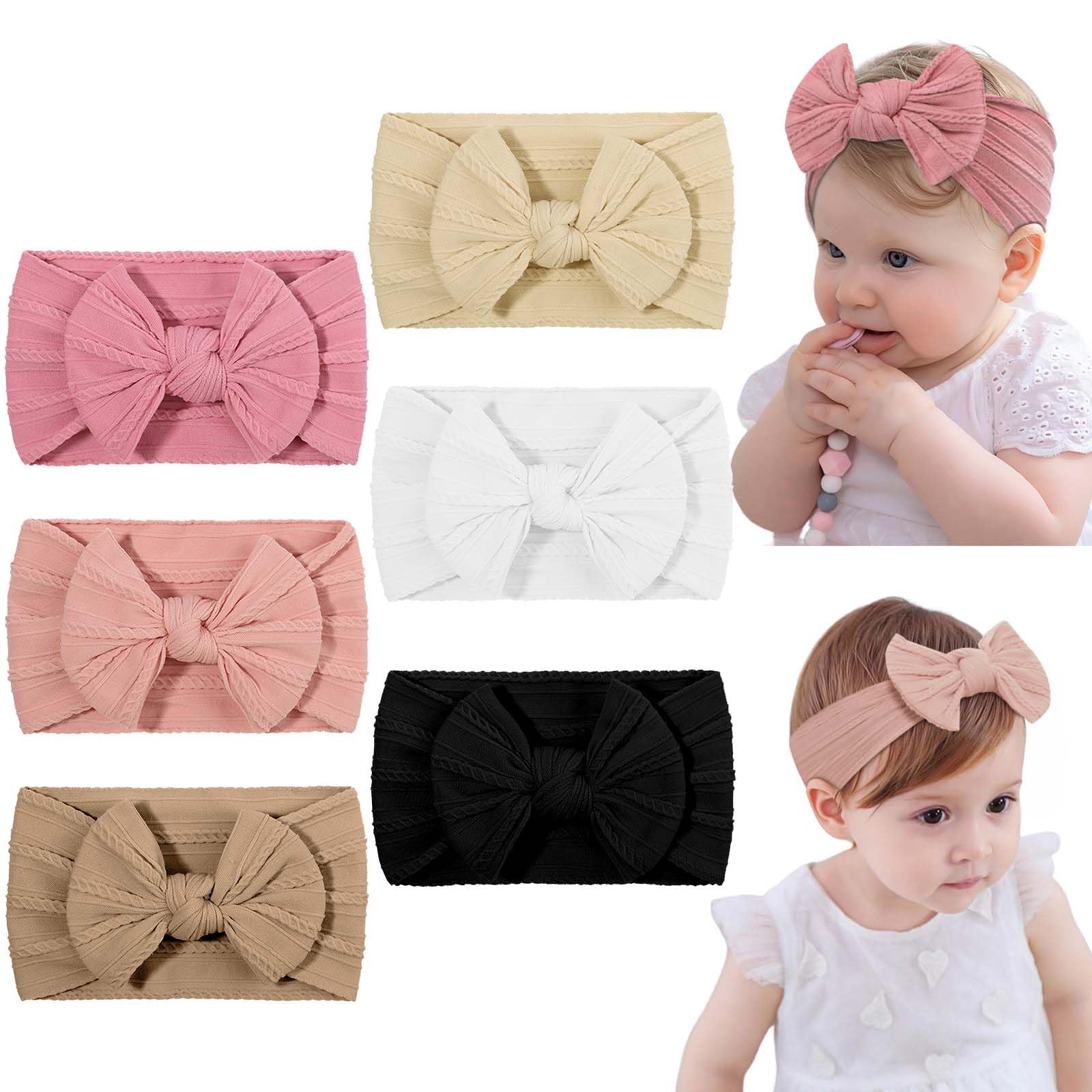 DiULi Baby Girl Headbands, 6 Pcs Baby Bows Headbands Stretchy Soft Babys Bows Cute Headwear Nylon Toddler Infant Hairbands Babys Turban Headband Elastic Hair Bands for Kids Infants Toddlers Newborn โ image 1