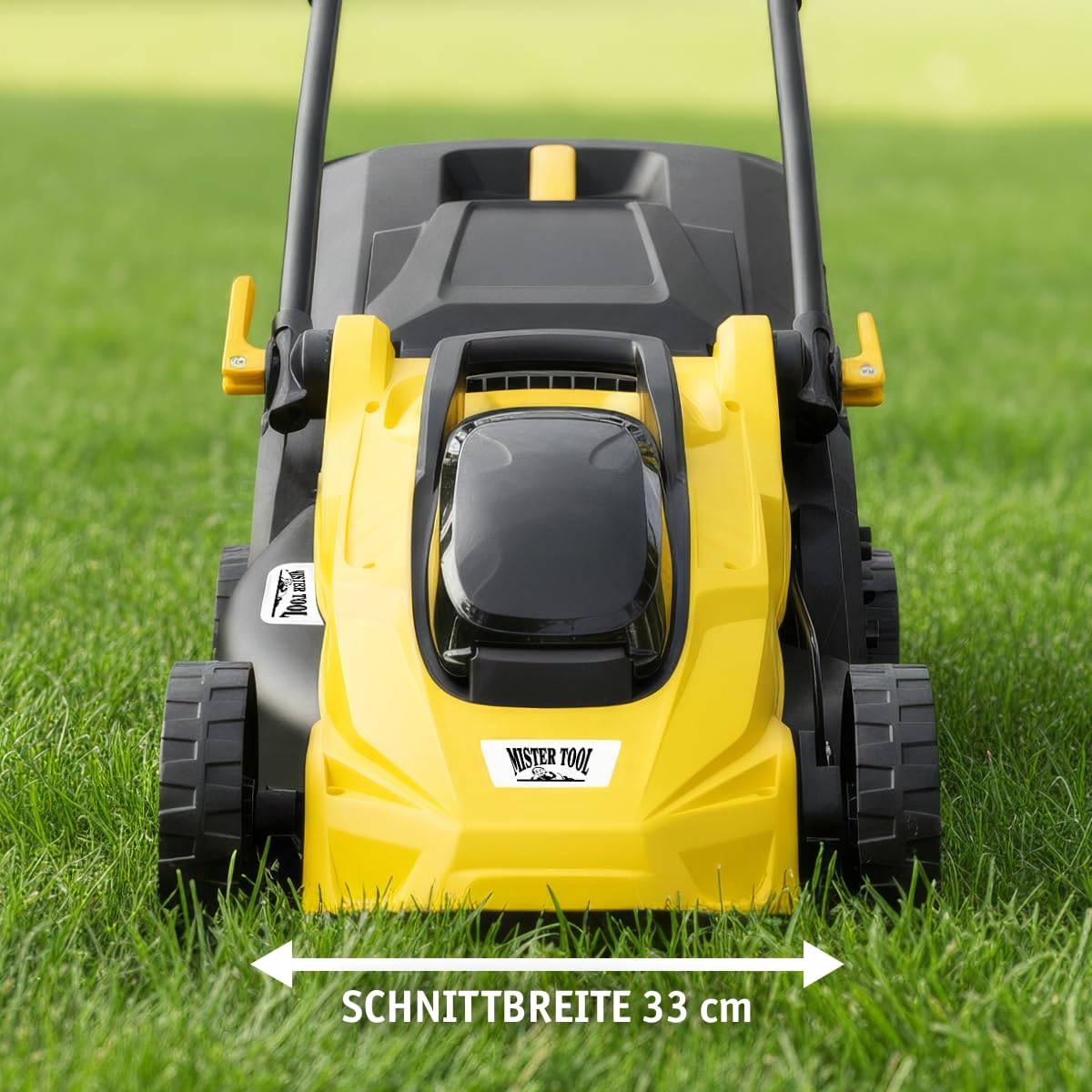 MISTER TOOL Akku-Rasenmäher 20V Brushless – 330mm Schnittbreite | Schnitthöhe 25–65mm | 35L Grasfangsack | klappbarer Griff | GS-geprüft | inkl. Akku & Ladegerät