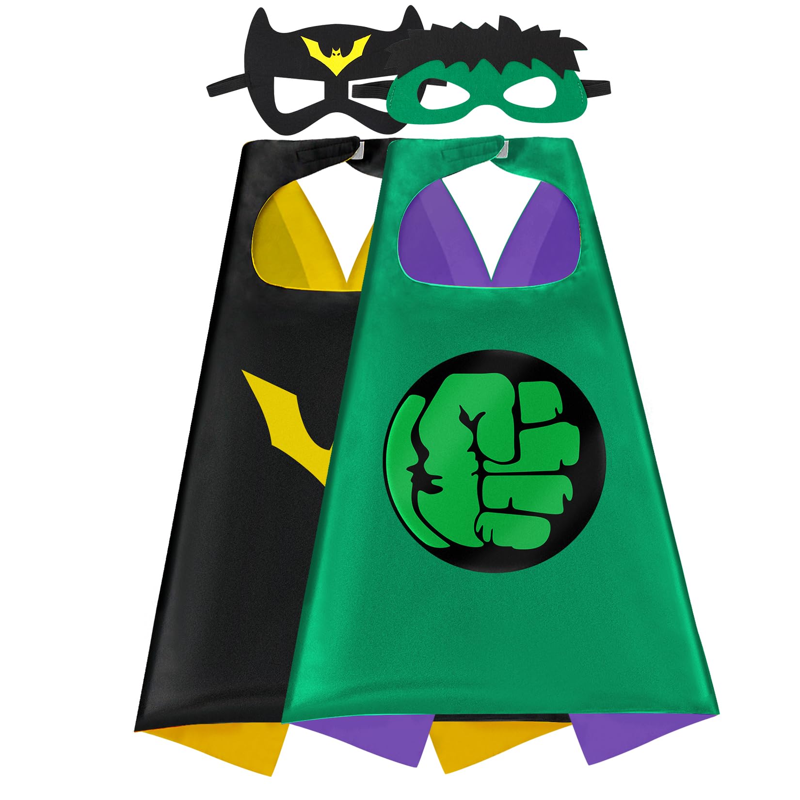 Superhero Capes for Kids Cloak with Mask Halloween Costumes and Party Dress up 2PCS