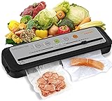 MEGAWISE 2025 Powerful Vacuum Sealer Machine | Compact Design | One-Touch Automatic | Seal in 10-20 Seconds | Dry, Moist, Wet, and Cold Modes | With 10 Vacuum Bags & Built-in Cutter (Grey) Grey 16.14 x 5.59 x 4.02 inches Sealer