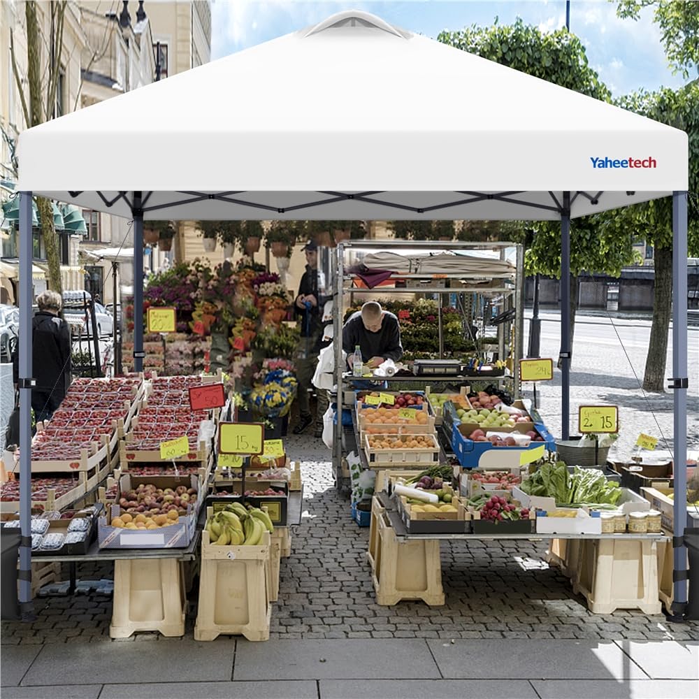 Yaheetech Tonnelle de Jardin 3x3, Tente d'Extérieur Pop-up UV 50+ avec Sac de Transport à roulettes Blanc