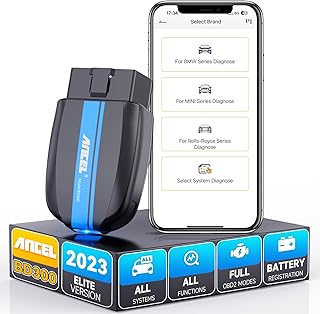 ANCEL BD300 OBD2 Scanner Bluetooth Fits for BMW Full System Code Reader Fits for BMW Diagnostic Tool with Battery Registration Tool Service EPB CBS ETC ABS Airbag & Powerful OBD2 Scanner for All Cars
