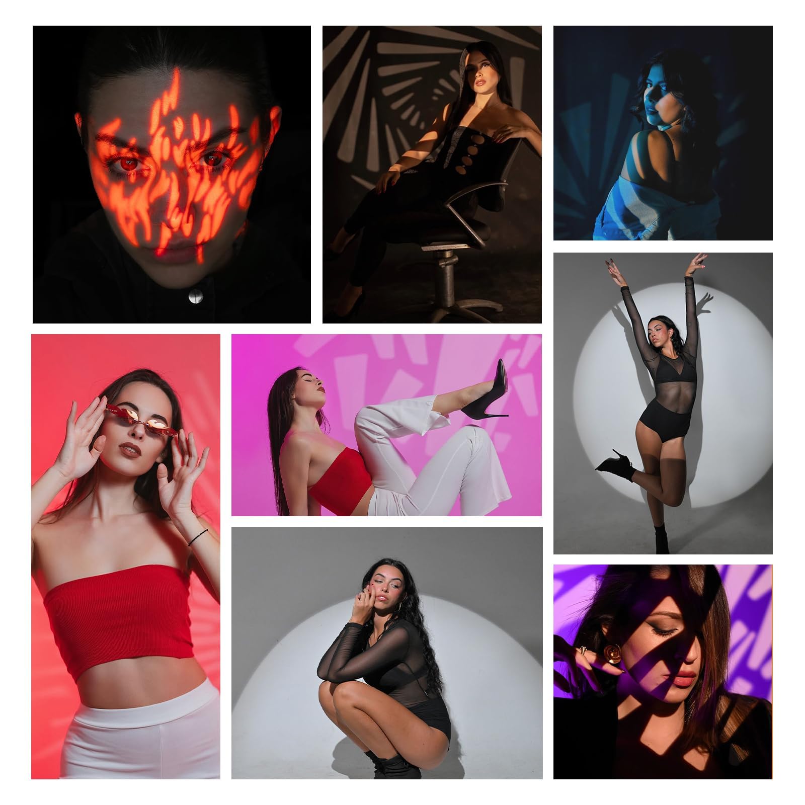 Aputure Storm 80C Mini Optical COB Light Snoot Include 33 filtri Gobo e album Gobo in PVC trasparente, doppio slot magnetico, messa a fuoco regolabile, telaio in alluminio per effetti