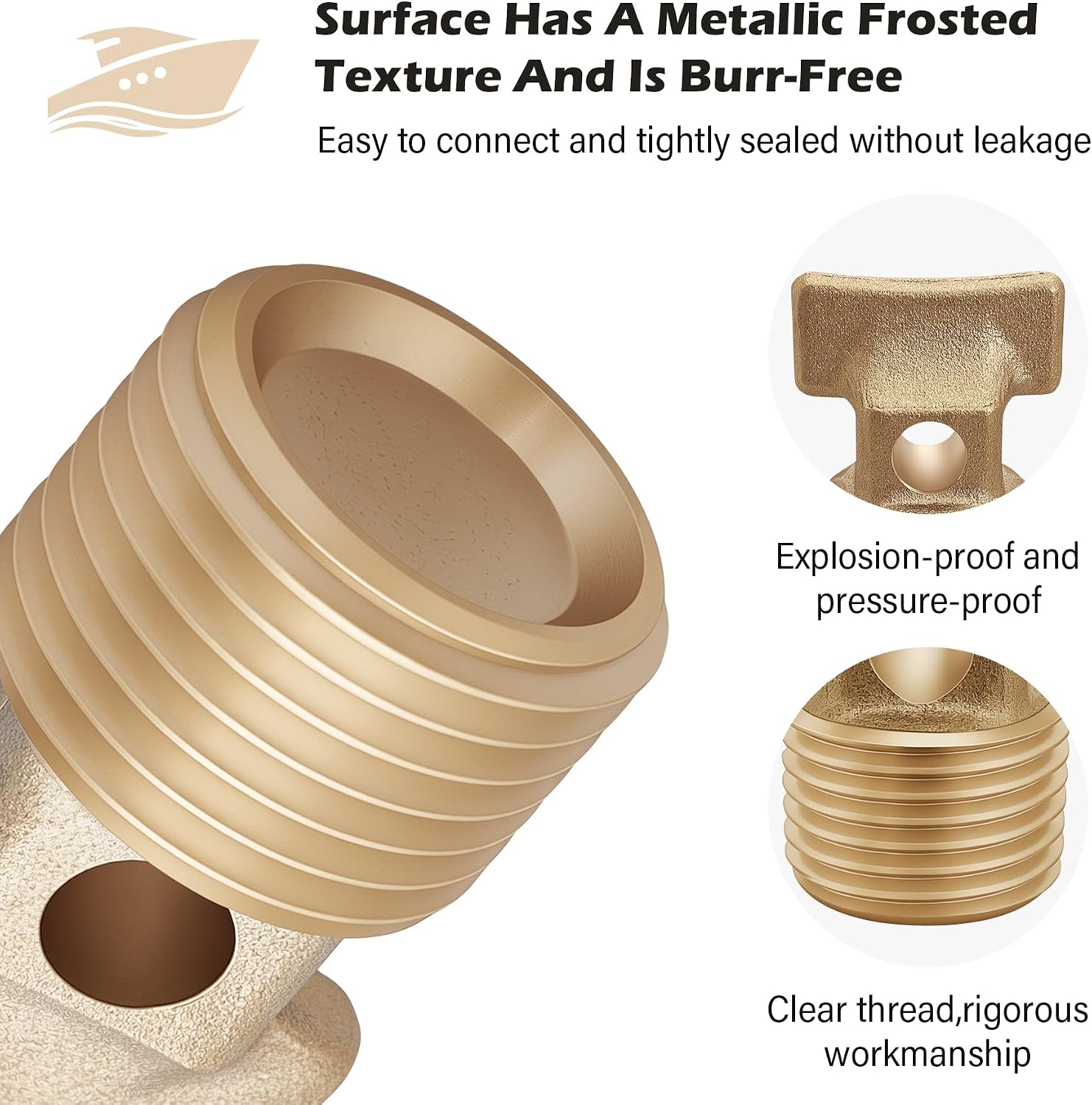 Boat Garboard Drain Plug - 1/2" NPT Thread,Solid Brass Drain Plugs commonly Used in Boat Hulls 2pack
