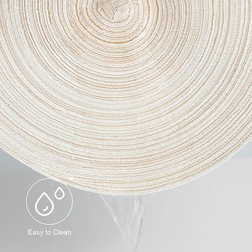 Miniatura 4 de Juego de 6 manteles individuales redondos trenzados de 15 pulgadas para mesa de comedor y cocina, lavables, antideslizantes (beige, paquete de 6)