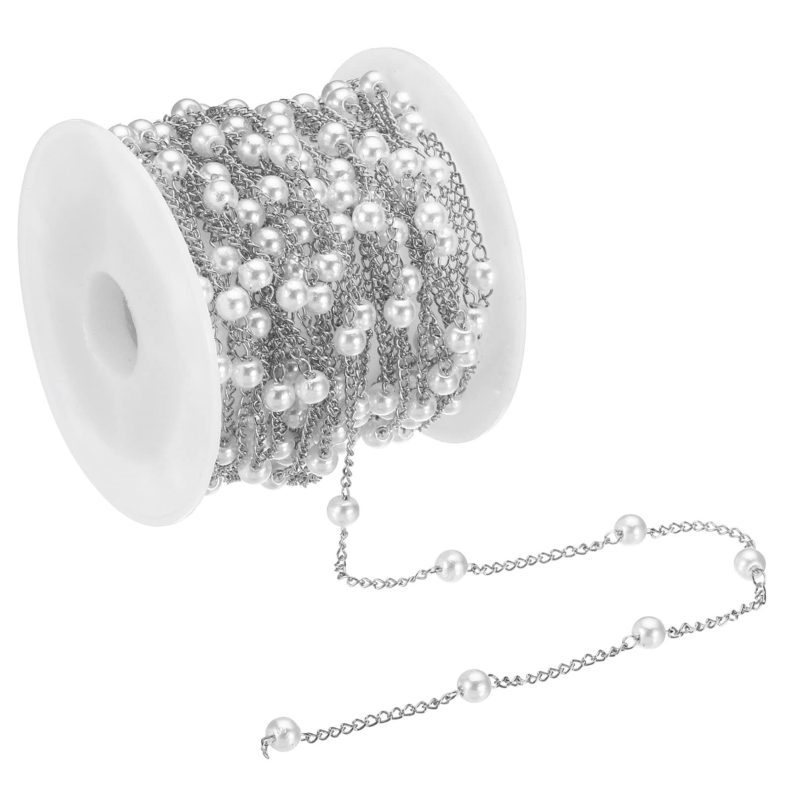 Chaîne de perles synthétiques 4mm en laiton argenté 5m PATIKIL pour création bijoux