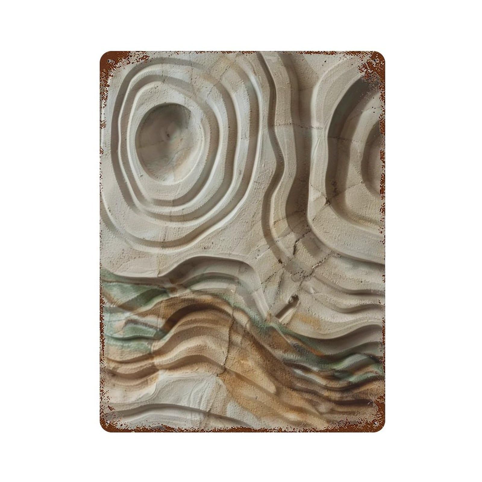 YHGERTKU Earth Tone Layered Curved Ring Texture 04 Wall Art Retro Iron Vintage Metal Tin Sign Poster Modern Decor for Living Rooms Gift 40x30cm