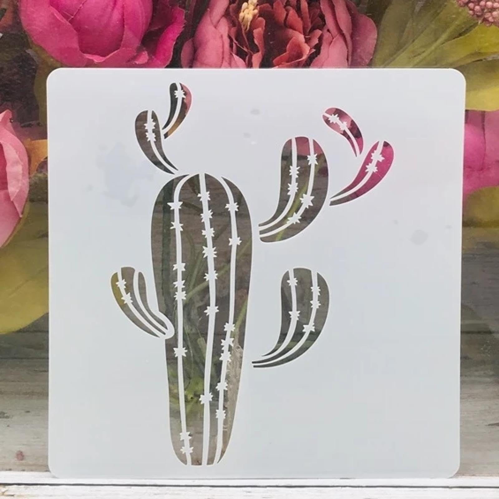 Lot de 8 pochoirs réutilisables de 15 cm pour peinture sur bois, cactus, plantes succulentes, travaux manuels, toile, papier, tissu, meubles – Pochoirs pour peinture sur murs