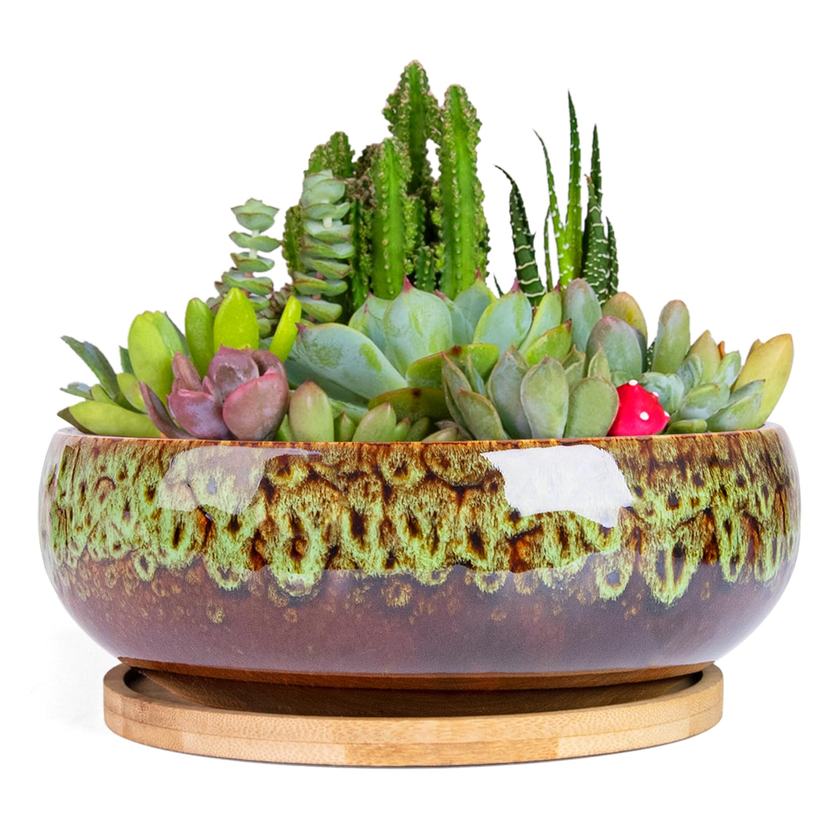 ARTKETTY 7.5 Inch Glazed Ceramic Succulent Pot