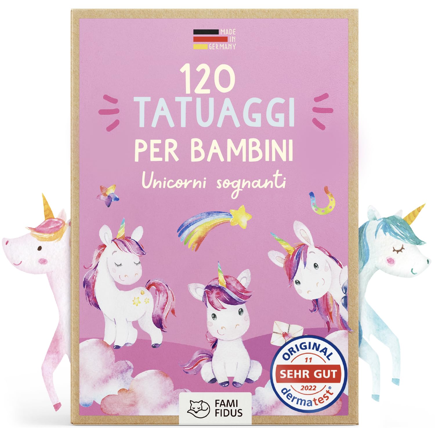 Famifidus 120 Tatuaggi per Bambini | gadget festa compleanno bambini – dermatologicamente OTTIMO e skin-friendly |