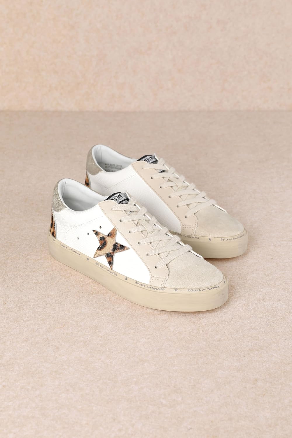 Mi.iM Gaby Rubber Sole Lace-up Snake Print Suede Star Sneakers - Image 3
