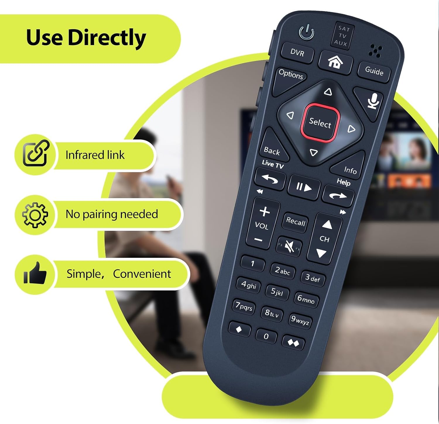 Replacement Voice Remote Control for Dish Upgraded 54 Series 54.0 54.1 54.2 54.3 UHF, Support Voice Search