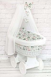 white moses basket with wheels
