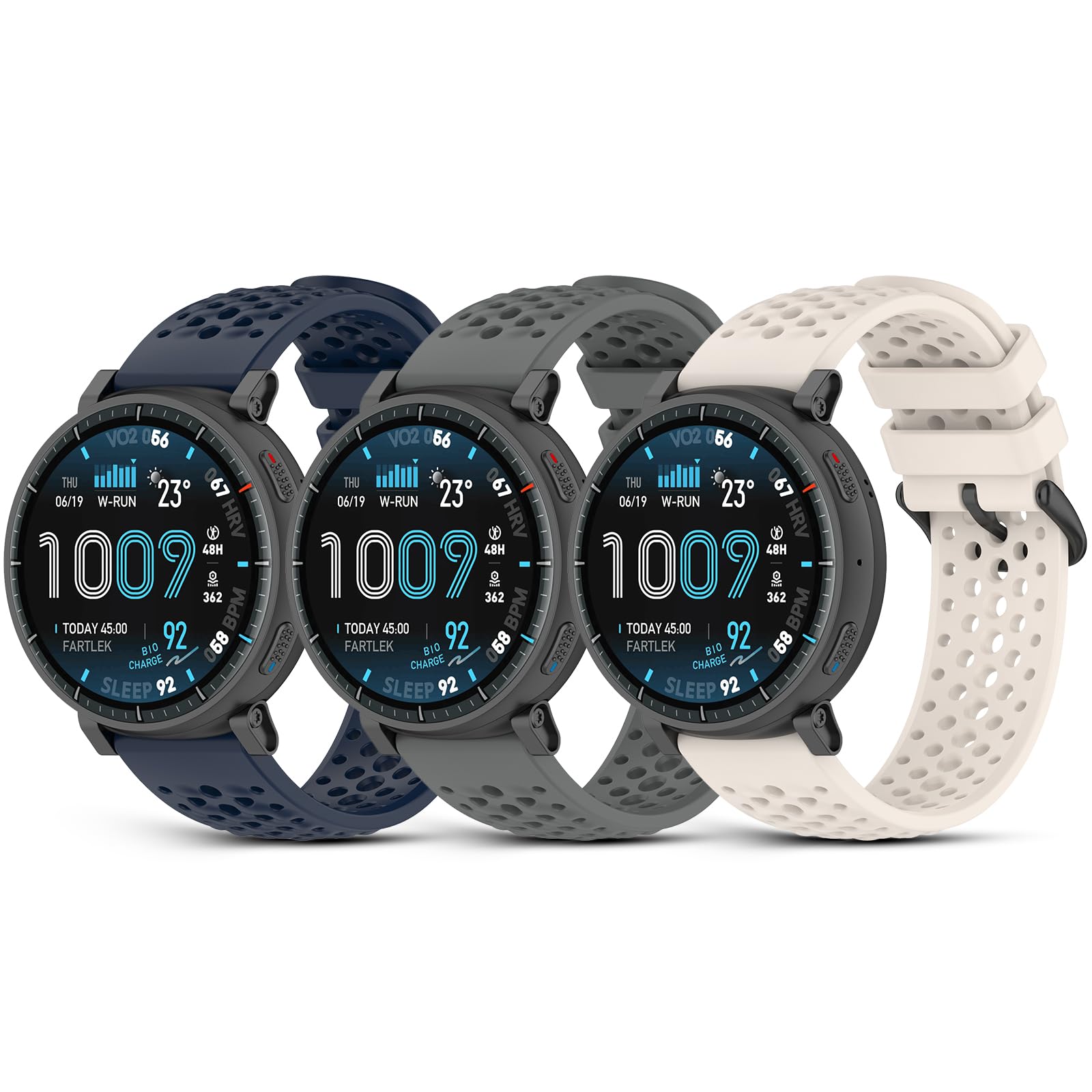 3 Pieces Silicone Bands Compatible with Amazfit Active Max/Balance/Balance 2/Bip 5/Bip 6/Cheetah/Cheetah Pro, 22mm Adjustable Replacement Watch Accessory for Smartwatch.