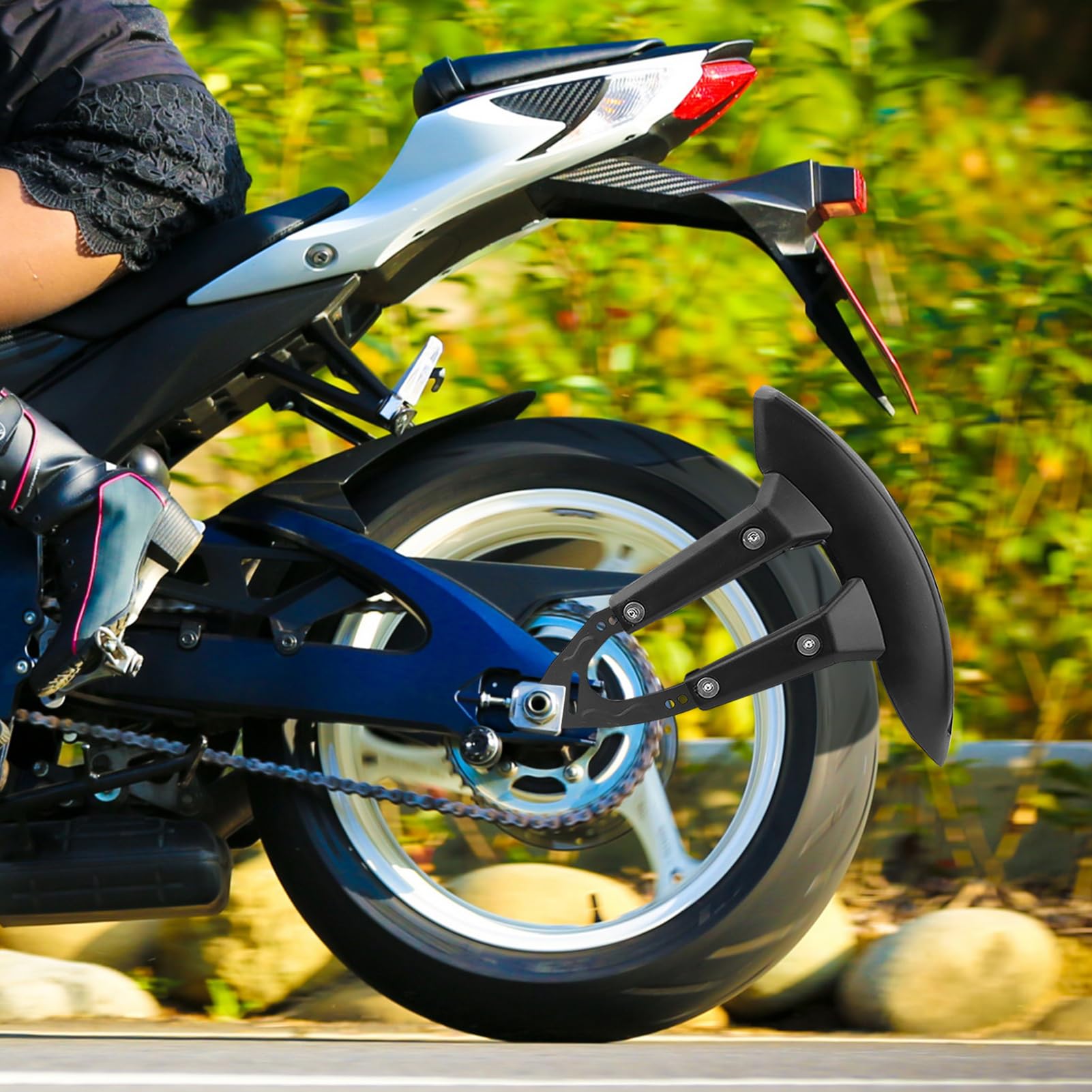 Motorrad-Spritzschutz, Kotflügel hinten, ABS-Metall, schwarz, universell für 12-18 Zoll Radnaben