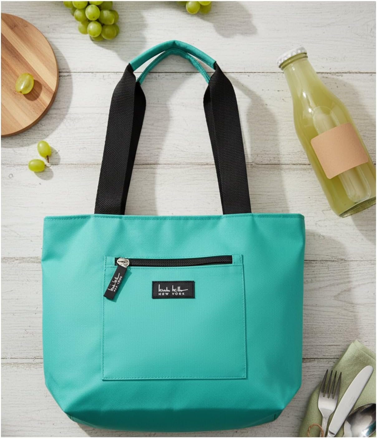 Nicole Miller of New York Insulated Lunch Cooler 11 Lunch Tote (Turquoise)