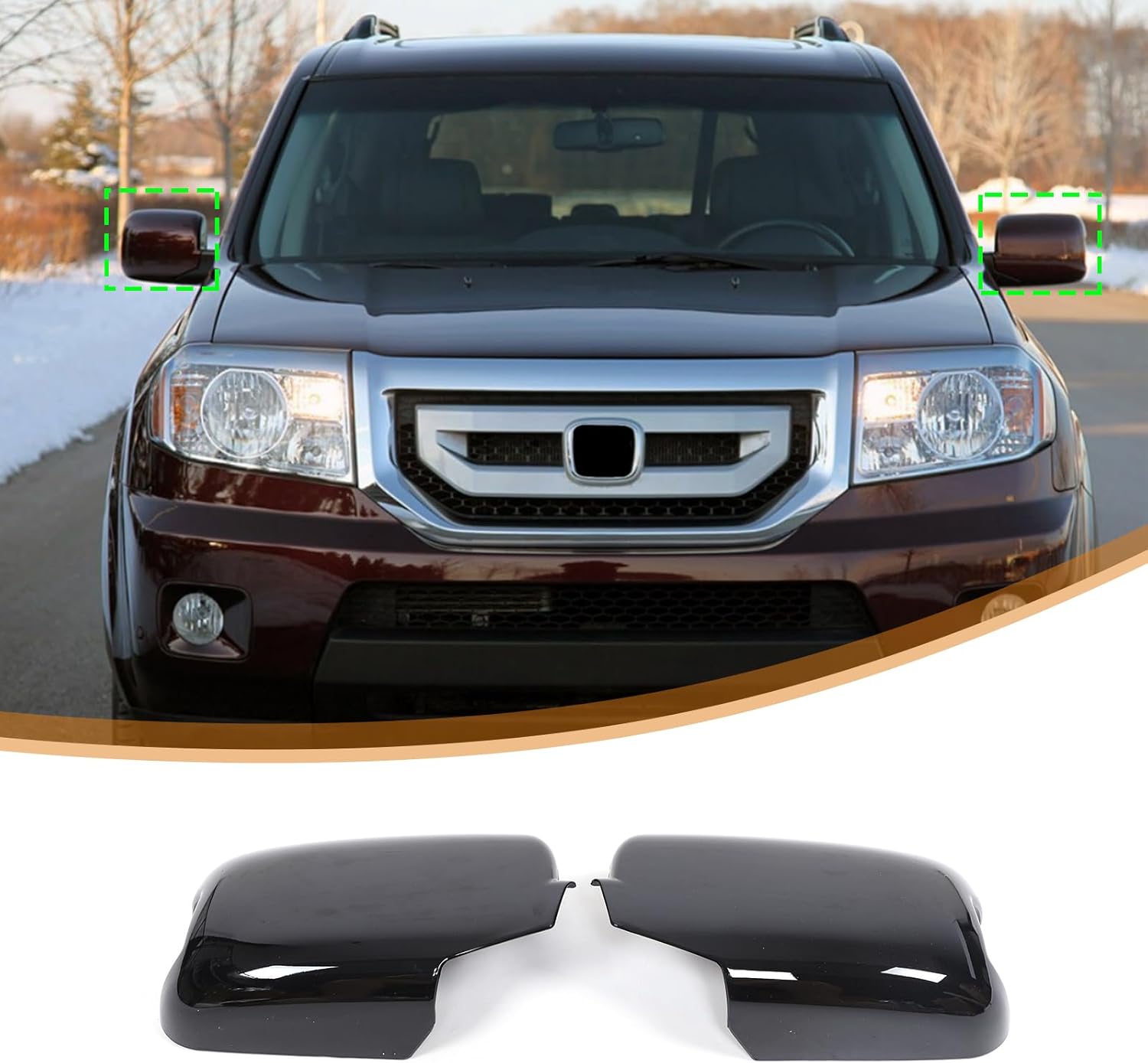 Side Door Mirror Cover Compatible with Honda Pilot 2009-2015 Accessories, Car Outside Rear View Mirror Housing Protector Cover Cap Trim ABS 2PCS (with Turn Signal Cutout) (Glossy Black)