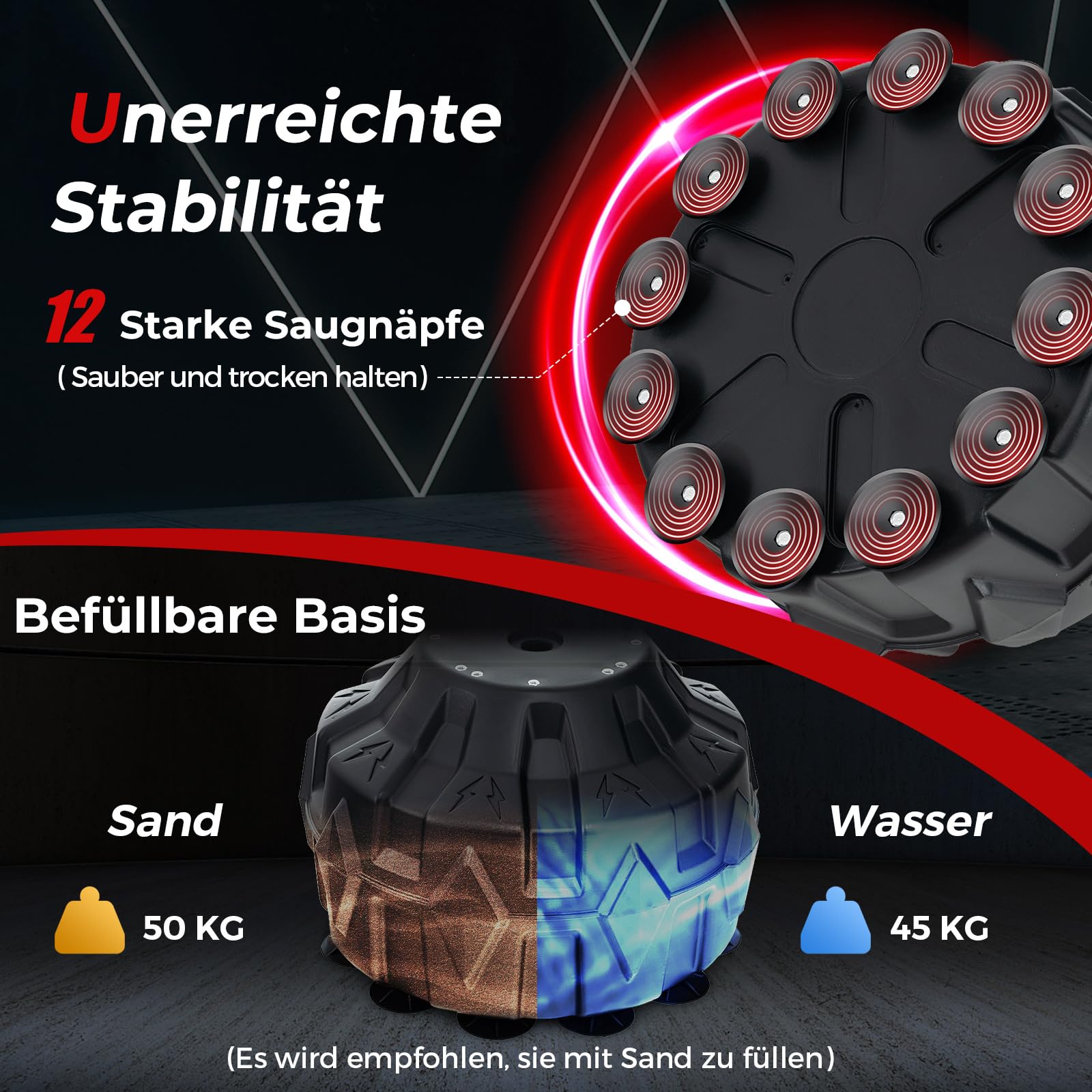 COSTWAY 178 cm Freistehender Boxsack, Standboxsack mit befüllbarem Saugfuß, Kickboxsack MMA, Punching Ball, Boxing Trainer für Kinder Erwachsene