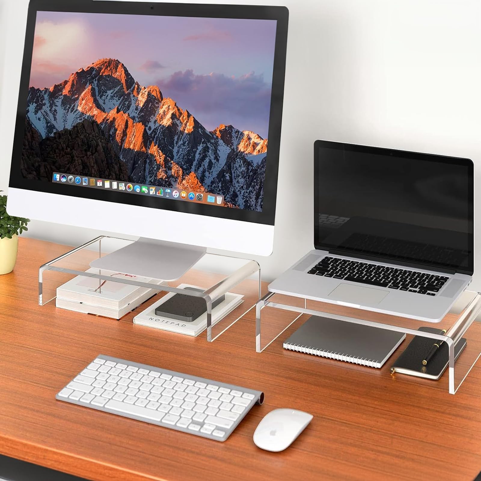 SWAWIS Podwyższenie monitora akrylowego, 50 x 20 x 10 cm, grubość 10 mm, stojak na monitor, stojak na monitor, biurko, do laptopa, monitora, komputera