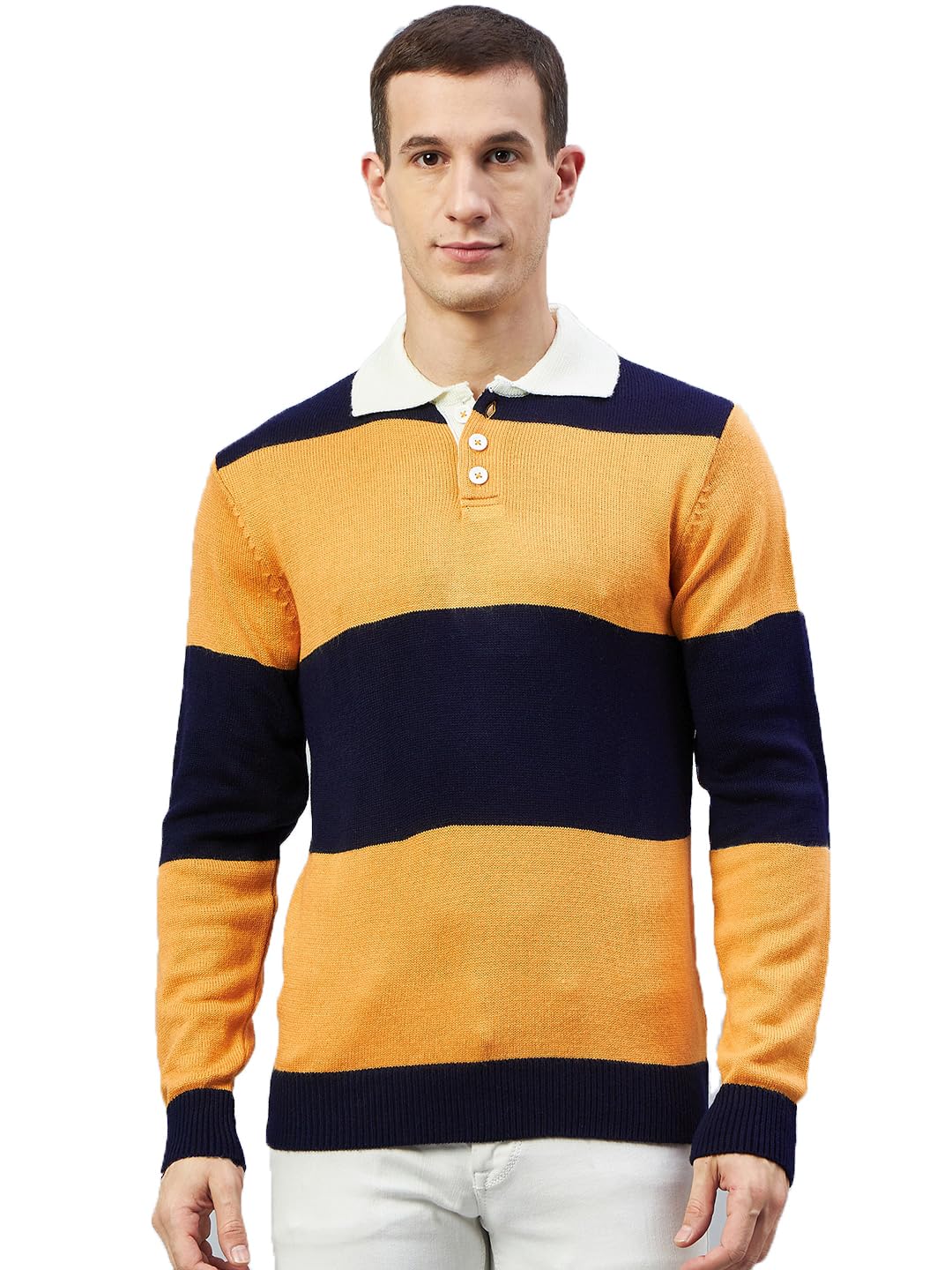 Colourblocked Polo Collar Acrylic Pullover_CYC1252_S-image-19