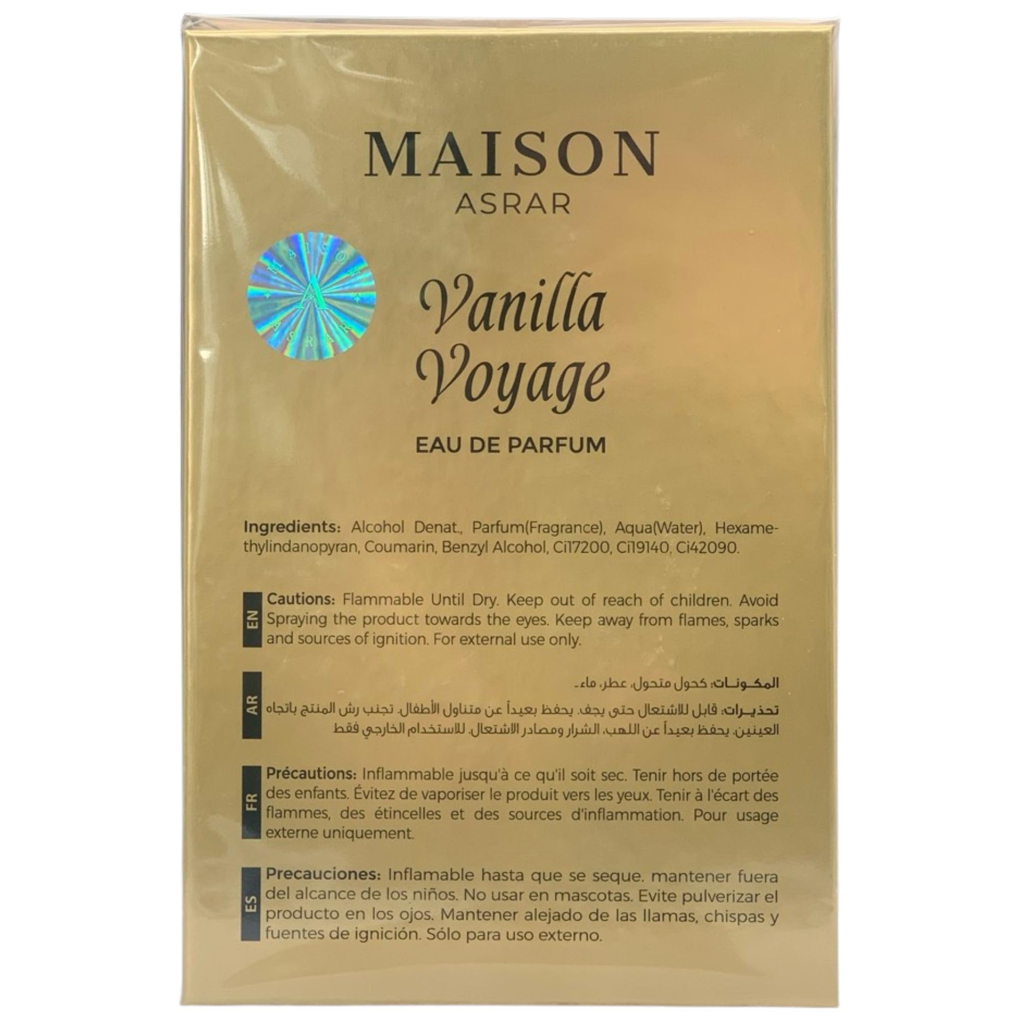 Eau De Parfum Maison Asrar VANILLA VOYAGE, Una Delizia Gourmand Avvolgente e Irresistibile, Che Dona Un’Aura Di Fascino e Sicurezza 100ml