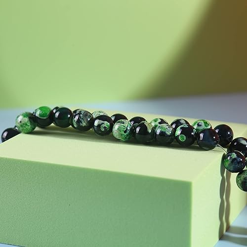 Miniatura 9 de 47 cuentas de piedra sueltas de ágata verde natural natural de 0.315 pulgadas (0.315 in) para hacer joyas de 15.5 pulgadas, 1 hebra