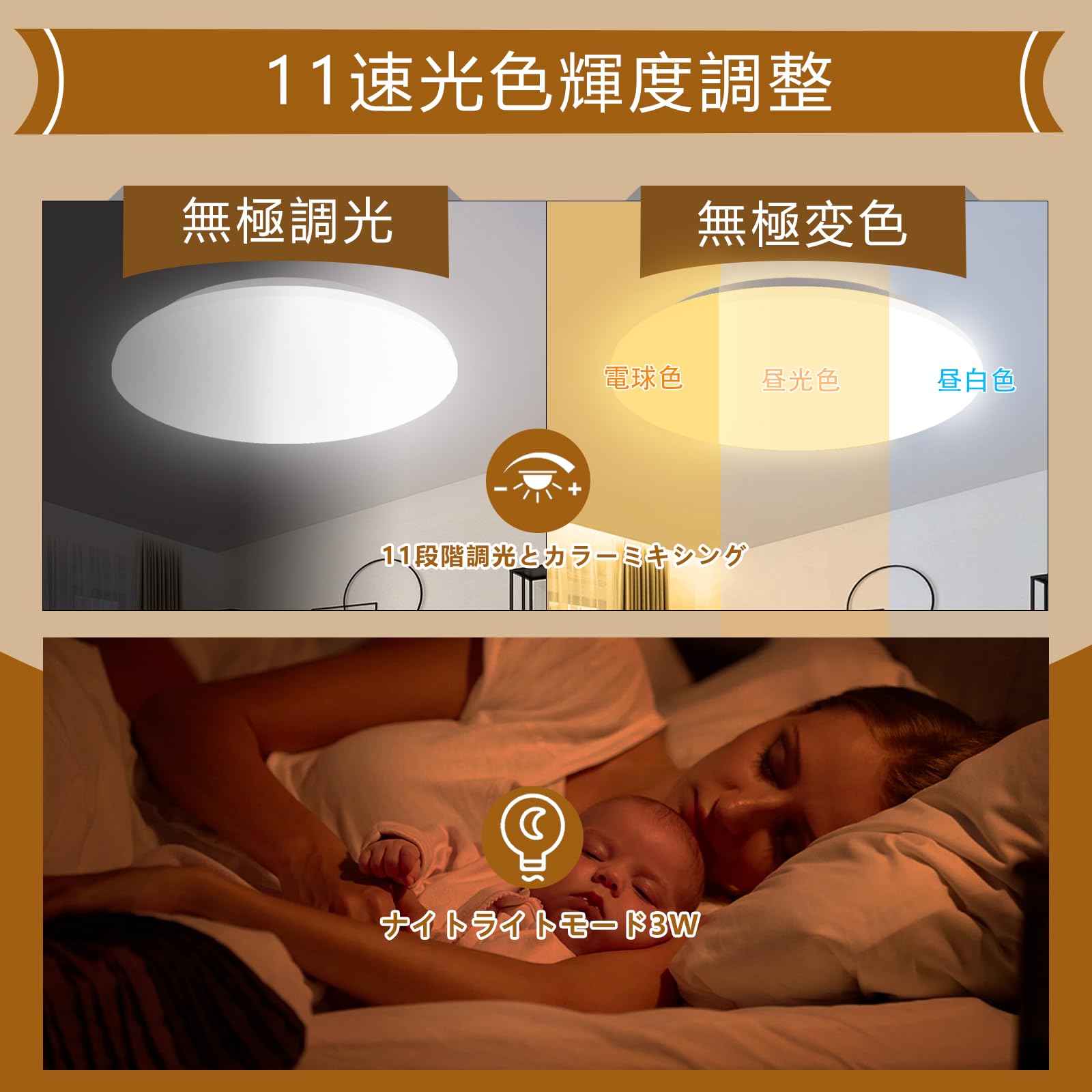 Amazon.co.jp : LEDシーリングライト 星空効果 6畳8畳 3600lm 11段階調
