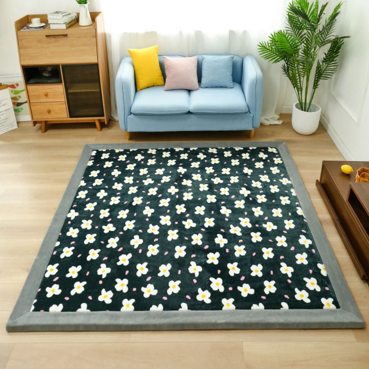 Single tree forest 2.5cm Thick Kids Carpet, Large Area Rug-Four Petals Flower-100 * 200cm