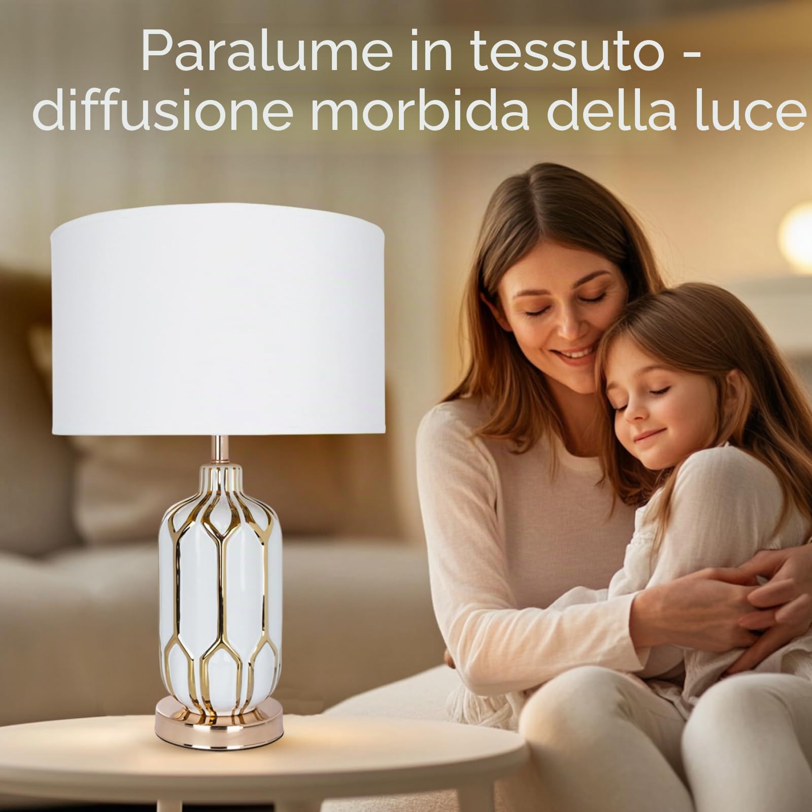 Lampada da comodino - Lampada da scrivania con cavo - Lampada touch LED con paralume in tessuto nero per soggiorno e camera da letto