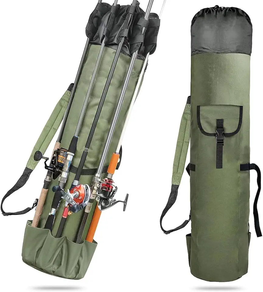 1,15 Metros Bolsa De Pesca Multifuncional,Bolsa Para Guardar Varas De Pesca, Grande capacidade, Comporta 5 varas de pesca, À Prova D'água, Robusto E Durável