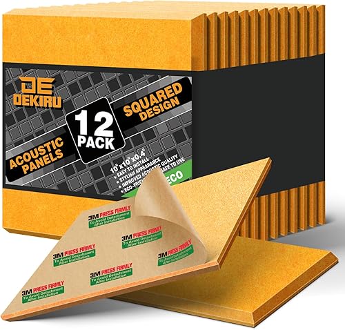 DEKIRU Paquete de 12 paneles acústicos, paneles de espuma a prueba de sonido, hexagonales, autoadhesivos, de 12 x 10 x 0.4, resistentes al fuego,