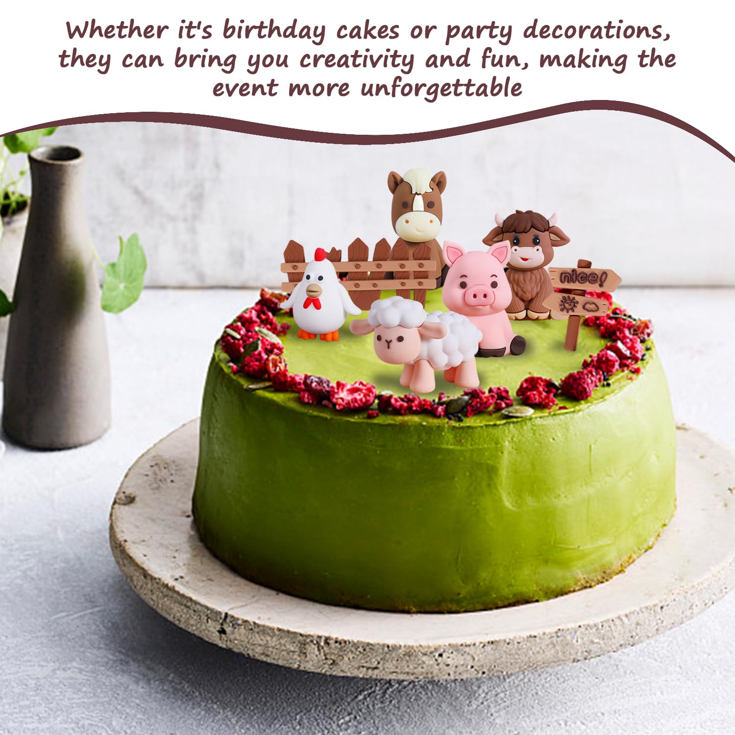 JeVenis Decorazione Per Torta A Forma Di Animale Della Fattoria Pecora E Mucca Maiale