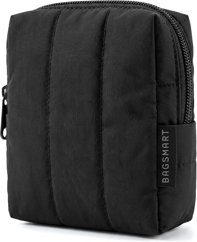 Necessaire compacta para maquiagem BAGSMART preta com bolso interno