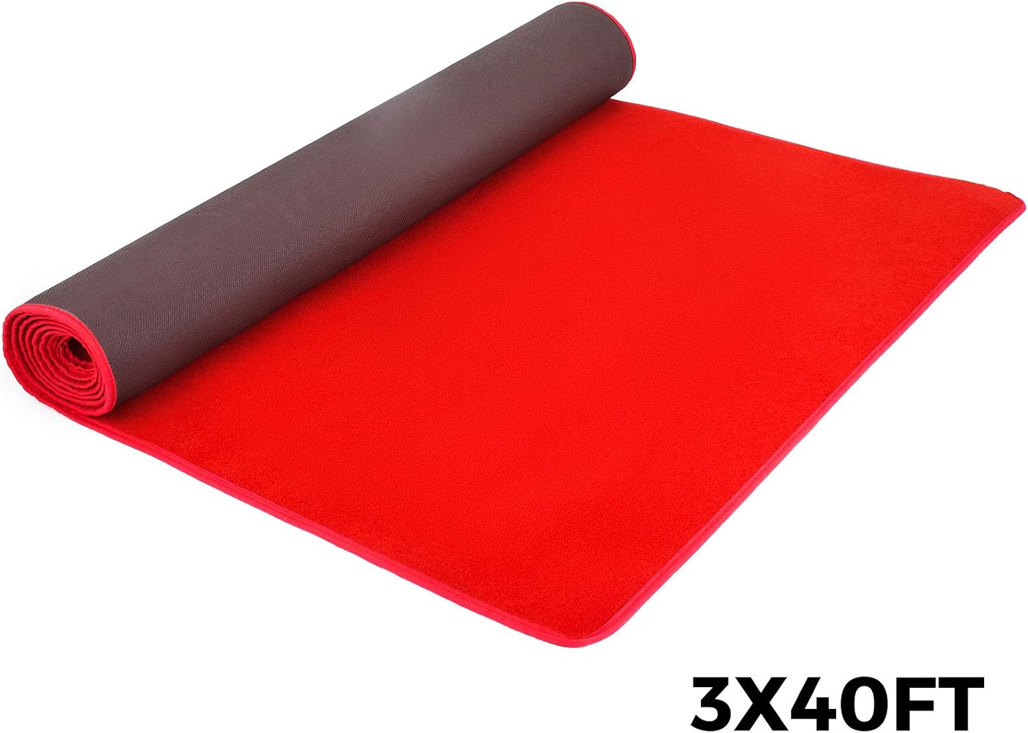 Happybuy 3Ft X 40Ft Large Red Carpet Runner Rug Solid TRP Rubber Backed Hollywood Runner Carpet Non-Slip Stair Patio Party Decor Wedding 0.9M X 12.2M Aisle Floor Runner Rug (Red, 3x40Ft)