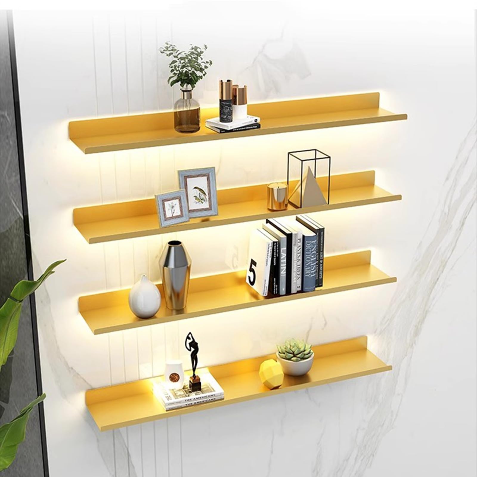 Scaffali A Muro Galleggianti, Apparecchi Di Illuminazione A Parete Lampade A Muro Rettangolari Nere Per Interni Possono Illuminare La Stanza In Modo Molto Conveniente E Bello (Color : Gold, Size : 1