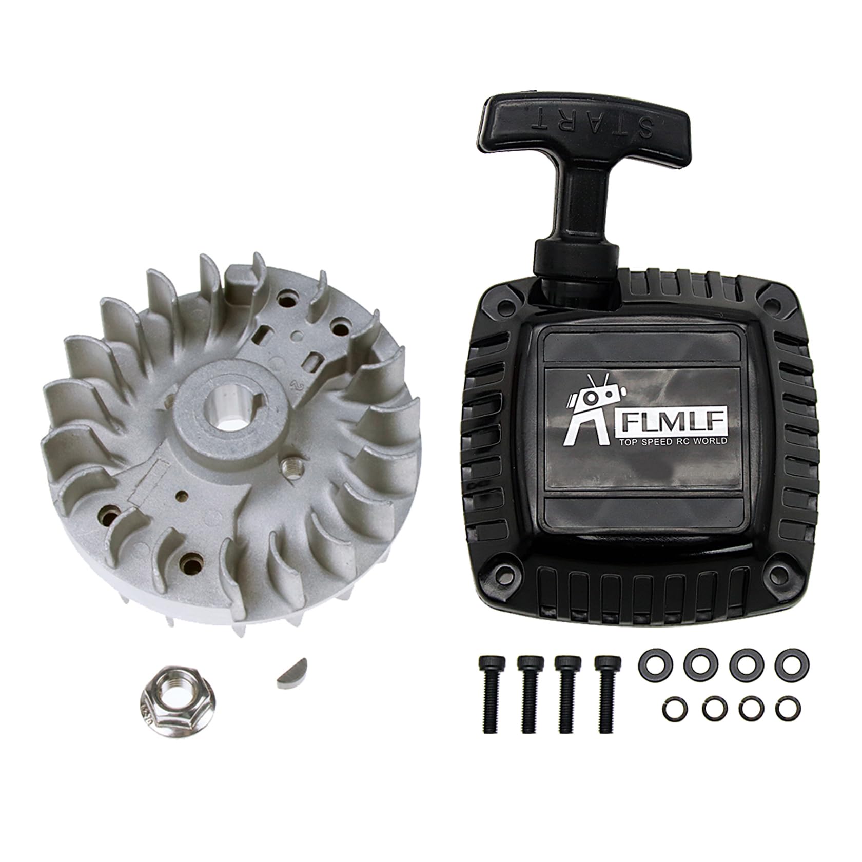 FLMLF Pull Starter (Metal Claw Centered) and Flywheel for Zenoah CY 23cc~36cc Engine for 1/5 HPI ROVAN KM Baja LT FG DBXL GoPed RedCat Rc Car Parts